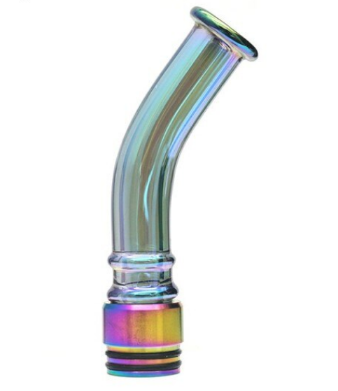 Long Curved Bong Rainbow Glass Drip Tip 510/810